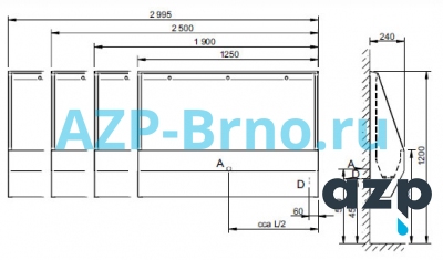 Подвесной нержавеющий писсуар-желоб BSPZ 01 AZP Brno Чехия (фото, схема) Подвесной нержавеющий писсуар-желоб BSPZ 01 AZP Brno Чехия (фото, схема)